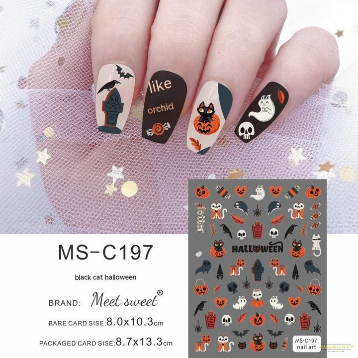 Halloween Skull Pumpkin Nail Sticker