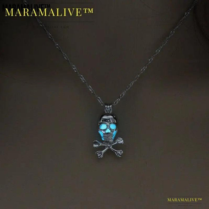 Halloween glow-in-the-dark skull necklace