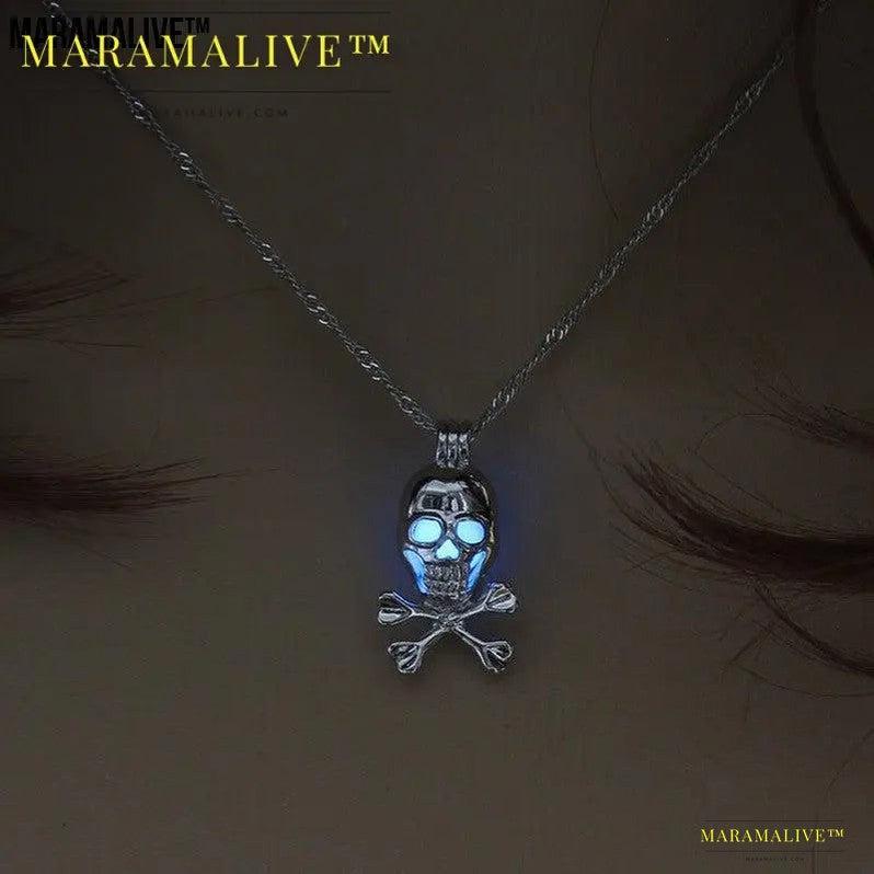 Halloween glow-in-the-dark skull necklace