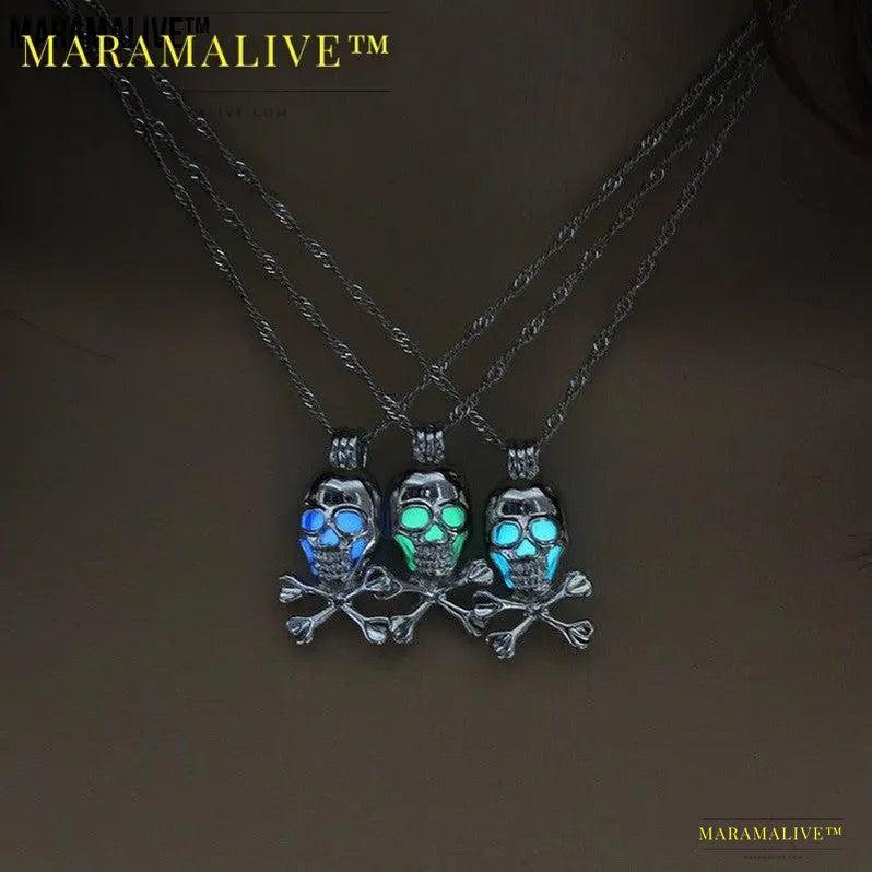 Halloween glow-in-the-dark skull necklace