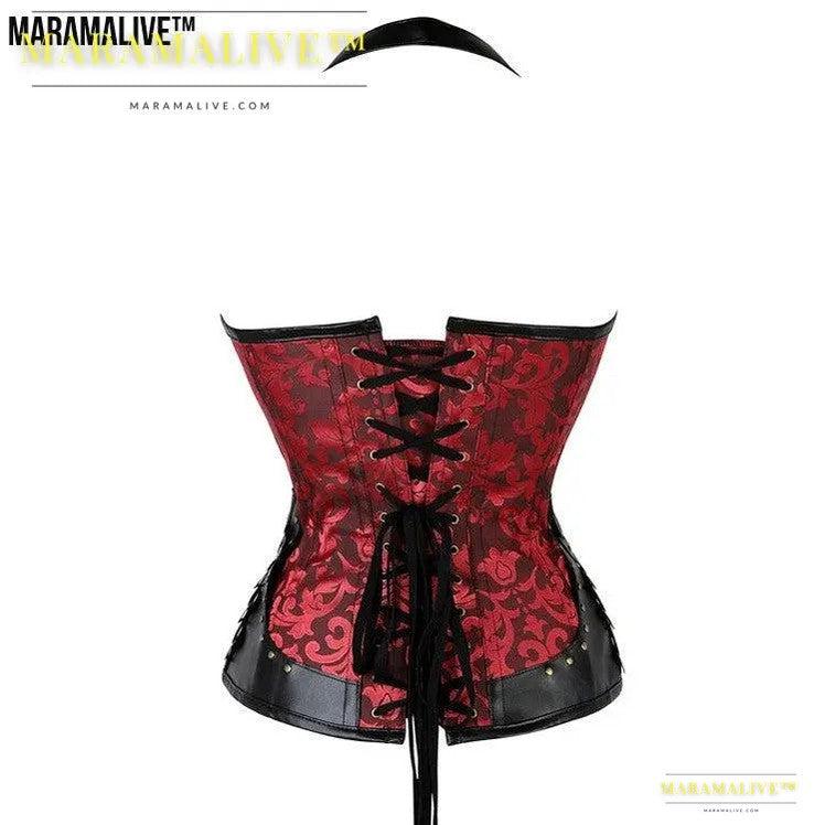 Halter Neck Gothic Corset - Strapped Steampunk Bustier with Metal