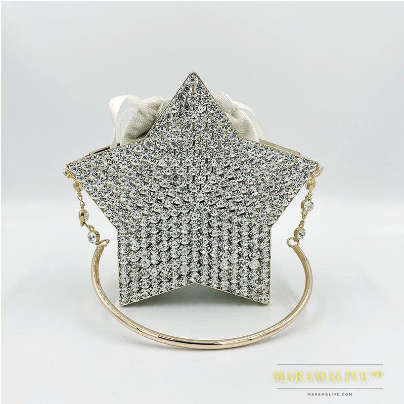 Hand-held Diamond-studded Star Dinner Clutch