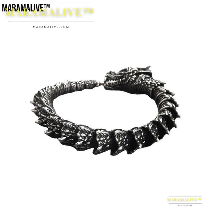 Handmade Retro Domineering Dragon Head Bracelet Men