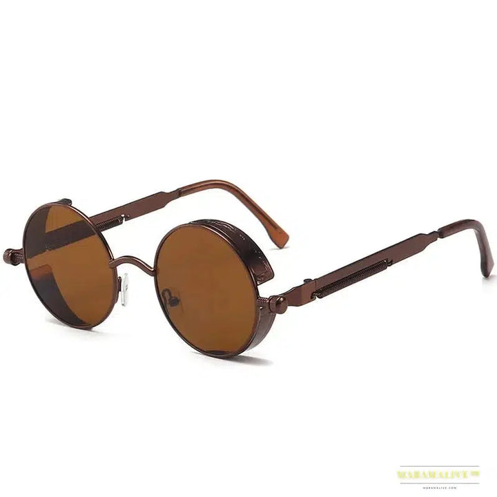 Handmade Steampunk Round Metal Sunglasses - Unique Retro Design for High-Spirited Fashionistas