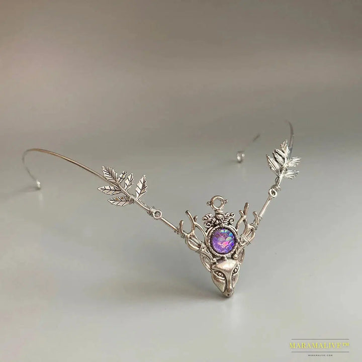 Handmade Woodland elf Tiara Fairycore elven Forehead headpiece Fairy Crown Festival Crown elf costume women Deer Circlet