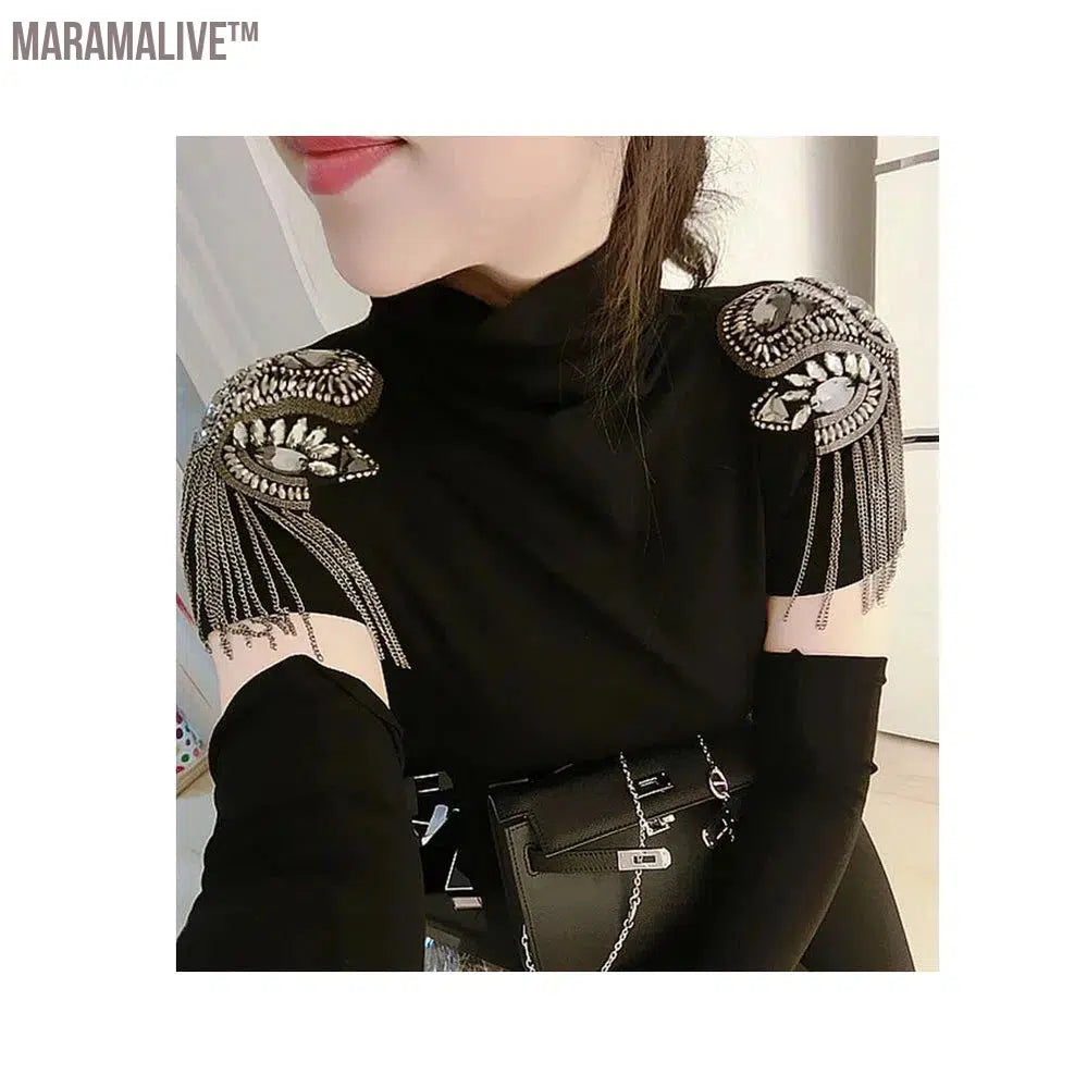 Handmade epaulette jewelry tassel big shoulder brooch epaulet /epaulettes spikes/ blazer accessories/pin