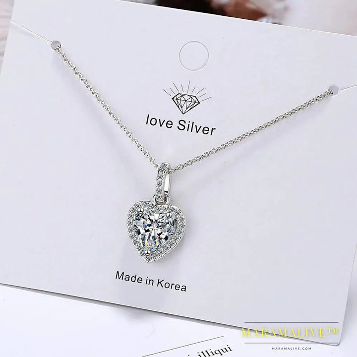 Heart Shaped 1ct Moissanite Diamond Pendant Necklace 100% S925 Silver Woman Sparkling Wedding Party Moissanite Jewelry