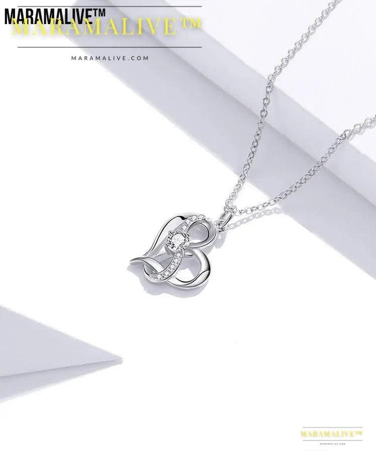 Heart-shaped Hollow Inlaid Zircon S925 Necklace