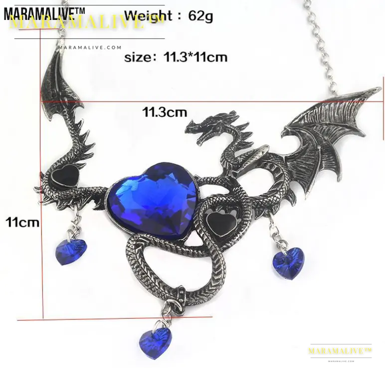 Heart-shaped sapphire dragon necklace