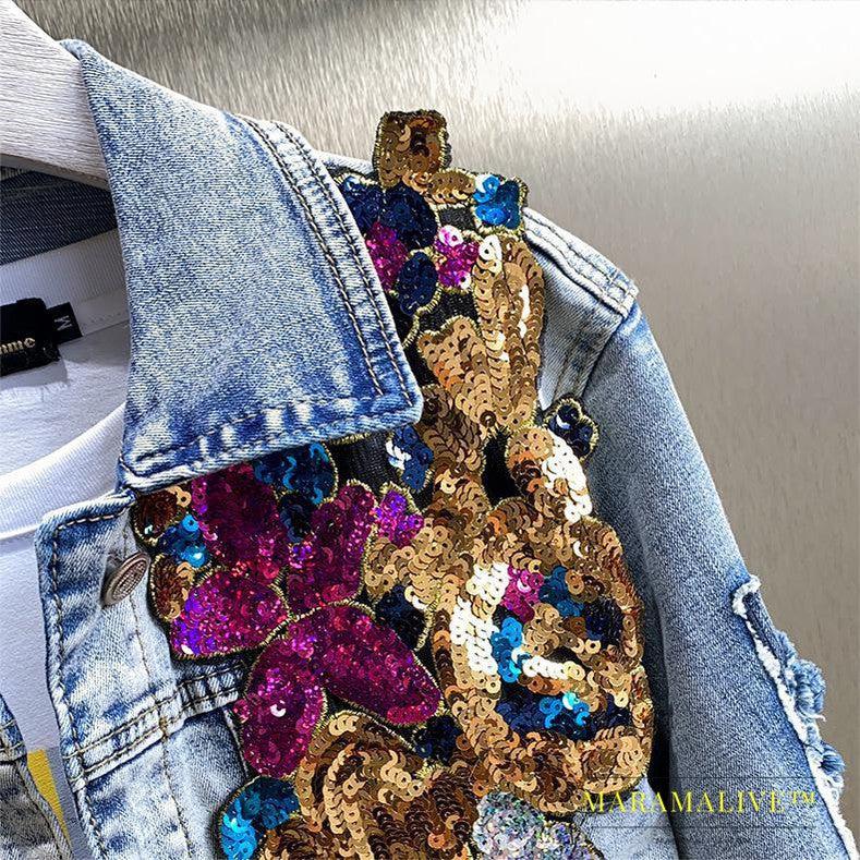 Heavy Duty Diamond Studded Denim Jacket Fashion