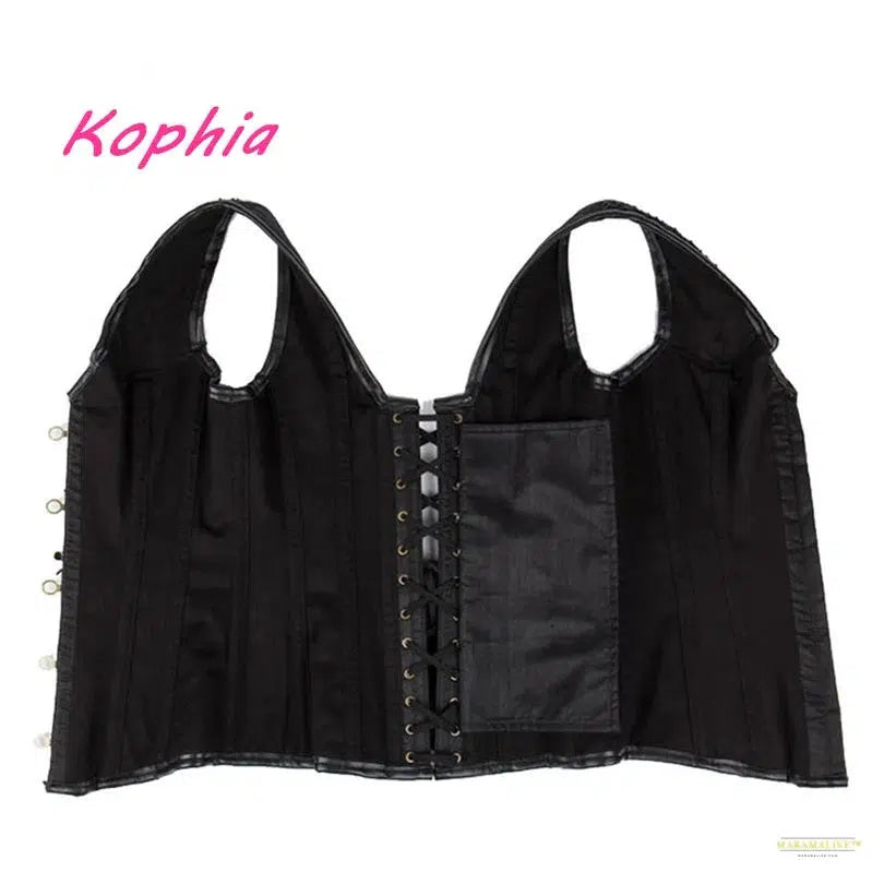 High Quality 12 Steel Bone Rivet Chain Gothic Steampunk Corset Woman's Vest Top Waist Control Leather Sexy Corsets and Bustiers