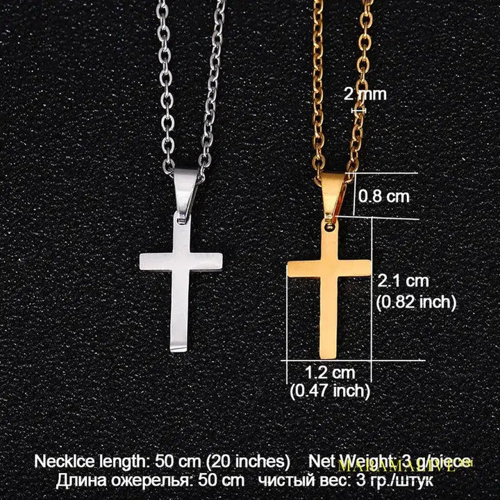 Hip Hop Classic Cross High Quality With Gold Stainless Steel Chain Fashion Pendant Necklace Jewelry Gift For Men Women