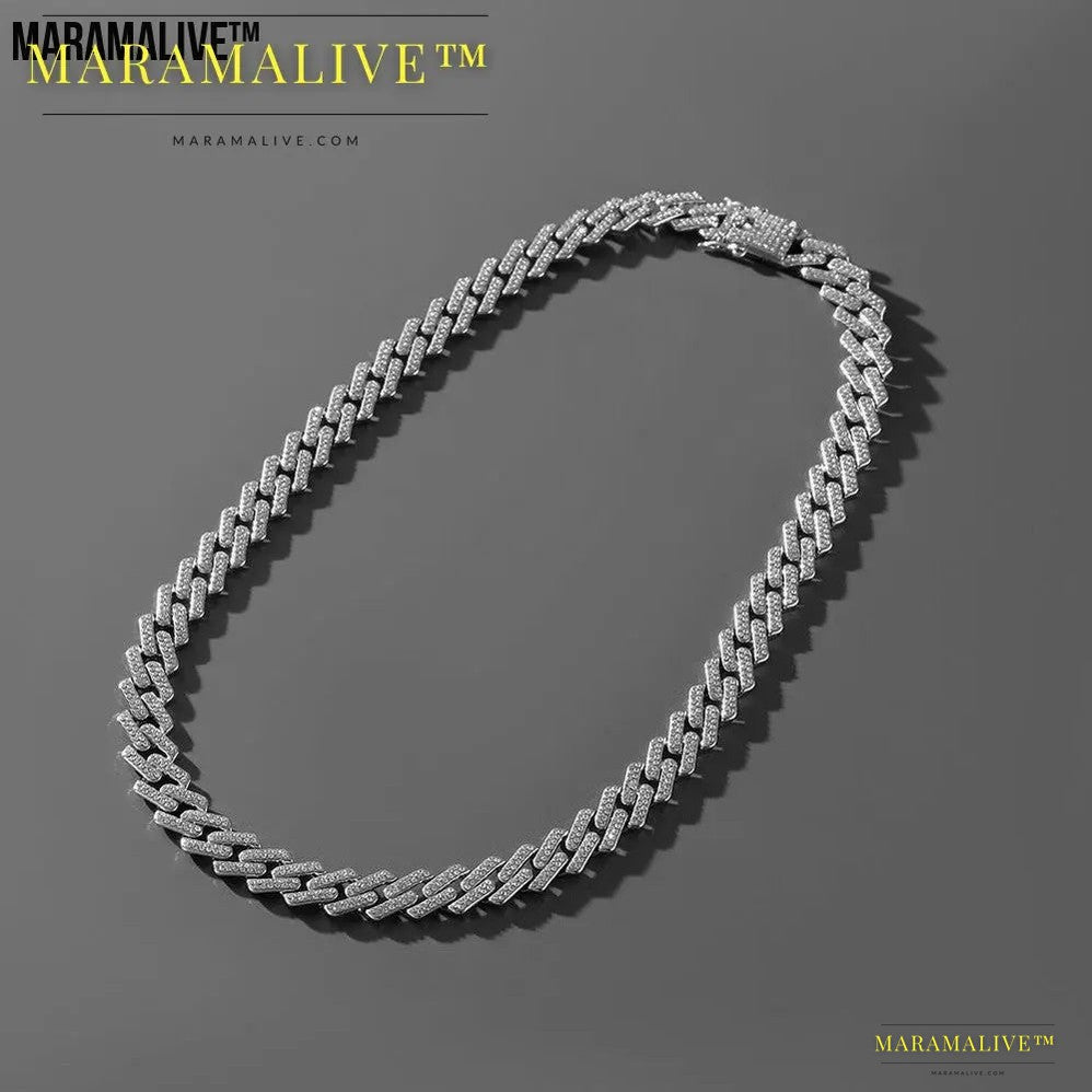 Hip Hop Trend Full Diamond Cuban Link Chain Men's Bracelet