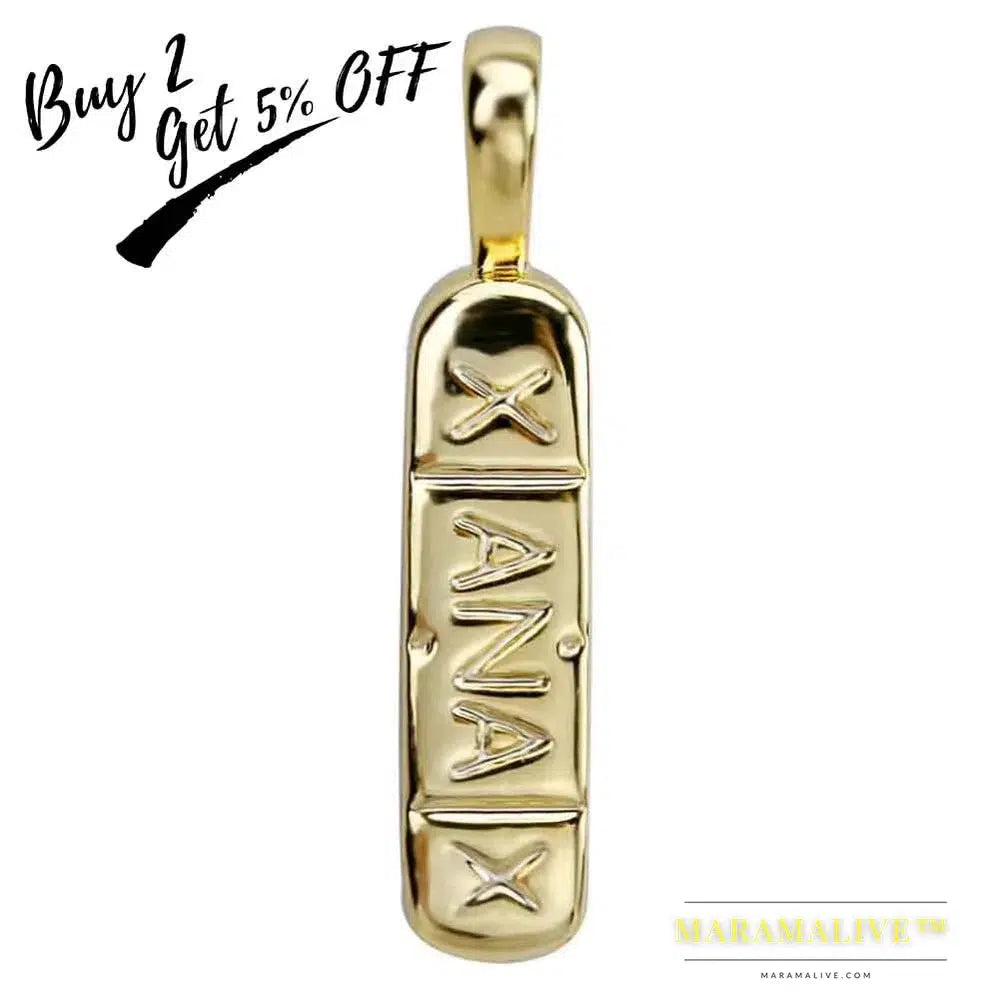 Hip Hop Trendy Jewelry Gold Color Brass Xanax Pill Pendant Necklace Charm For Women Men With 24" 30" Rope Chain