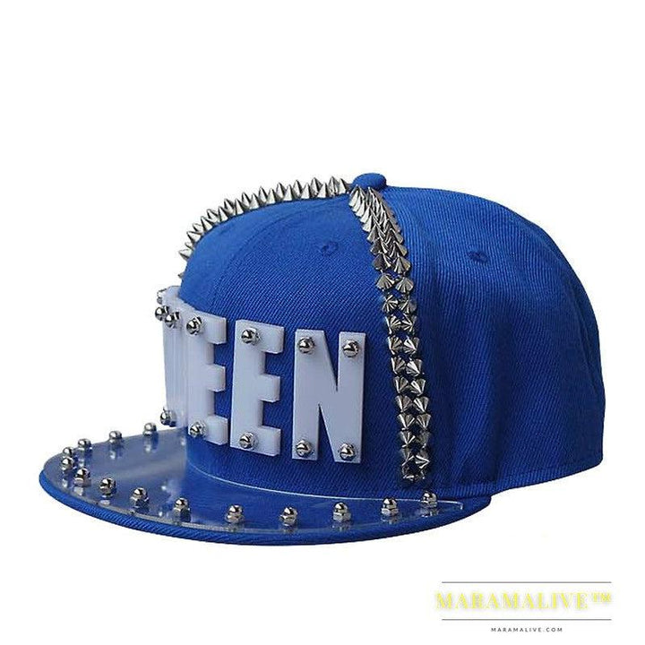 Hip-hop Flat-brimmed Cap Acrylic Letter Punk