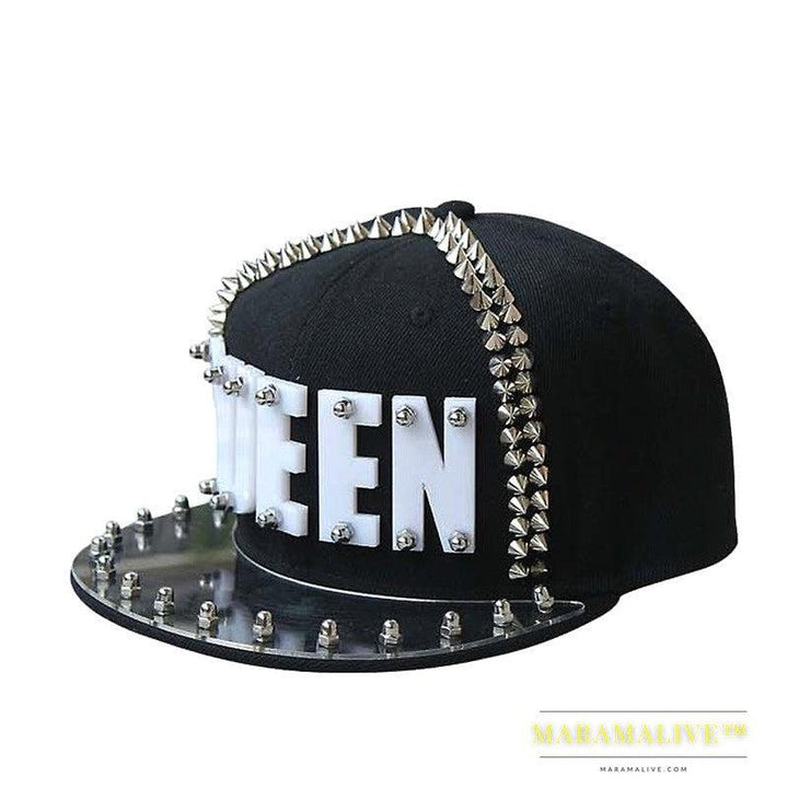 Hip-hop Flat-brimmed Cap Acrylic Letter Punk