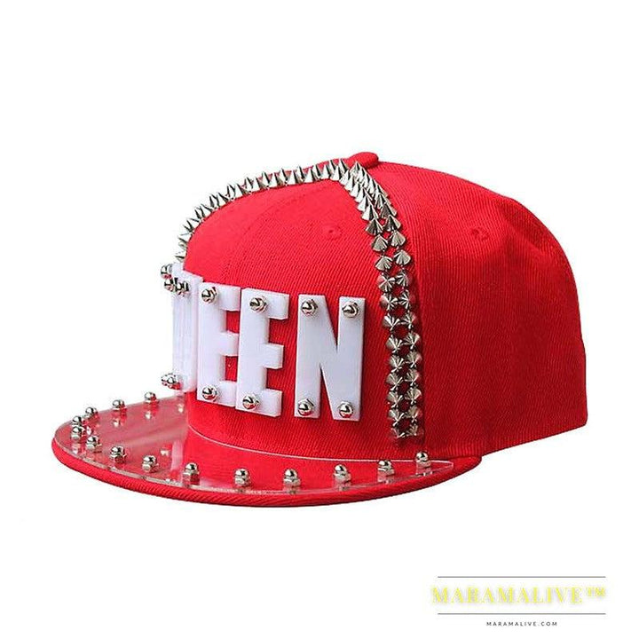 Hip-hop Flat-brimmed Cap Acrylic Letter Punk