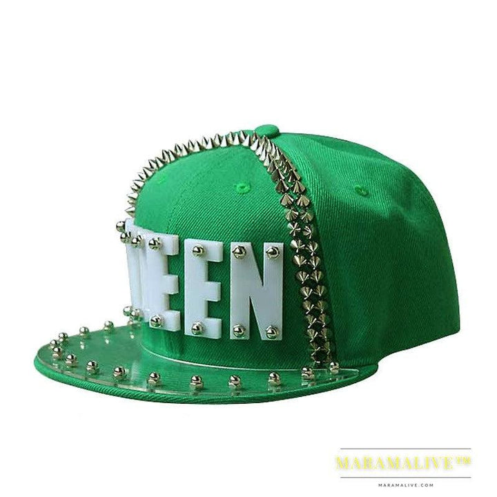 Hip-hop Flat-brimmed Cap Acrylic Letter Punk