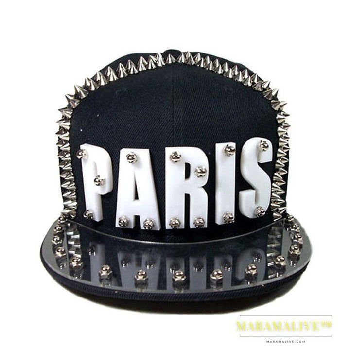 Hip-hop Flat-brimmed Cap Acrylic Letter Punk