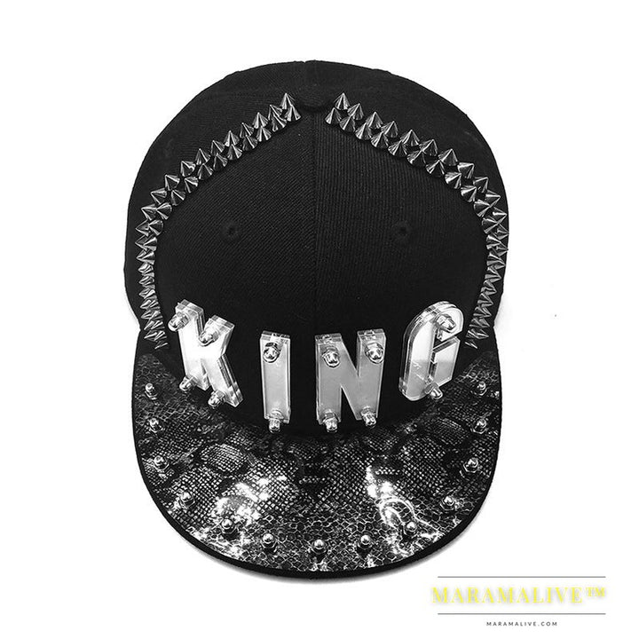 Hip-hop Flat-brimmed Cap Acrylic Letter Punk