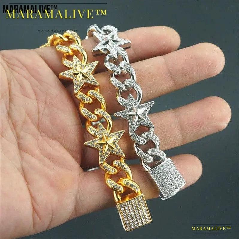 Hipster Five-pointed Star Cuban Link Chain Bracelet