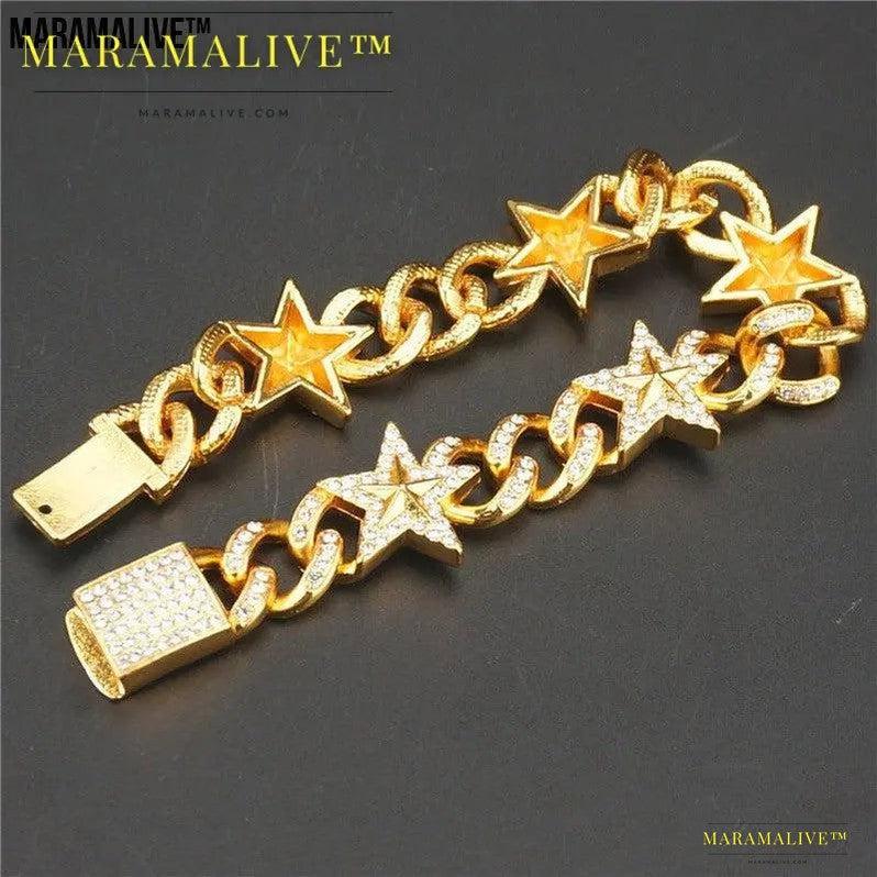 Hipster Five-pointed Star Cuban Link Chain Bracelet