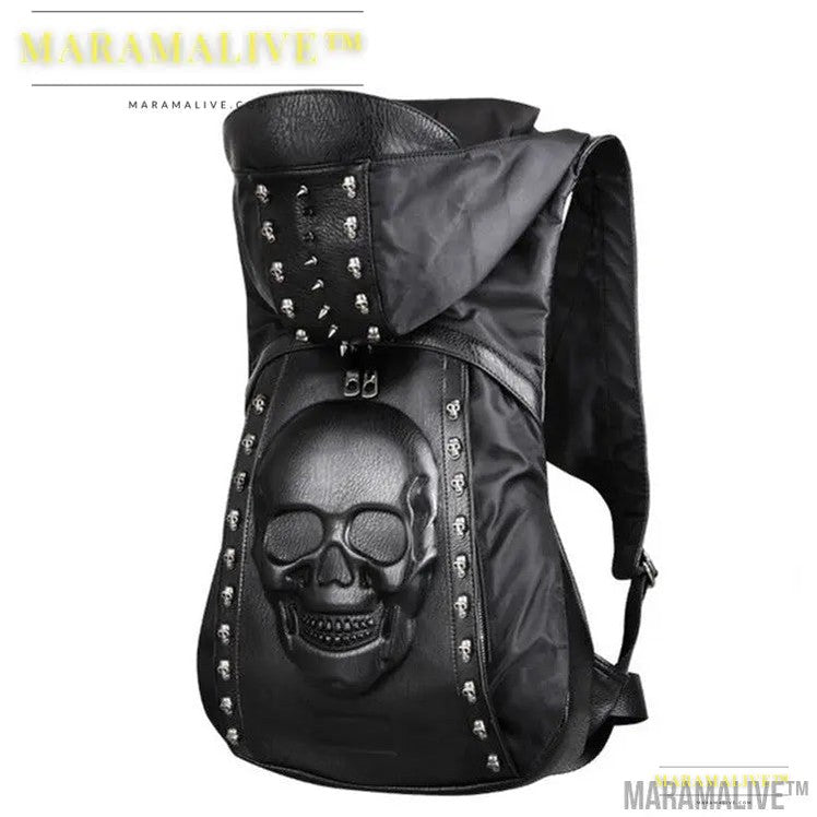 Hooded Skull Hat Backpack Steampunk Rivet Hat Backpack