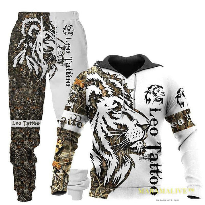 Hooded Tracksuit with Three-dimensional Art