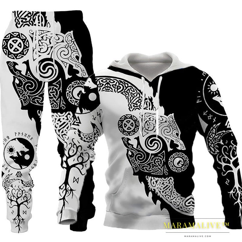 Hooded Tracksuit with Three-dimensional Art