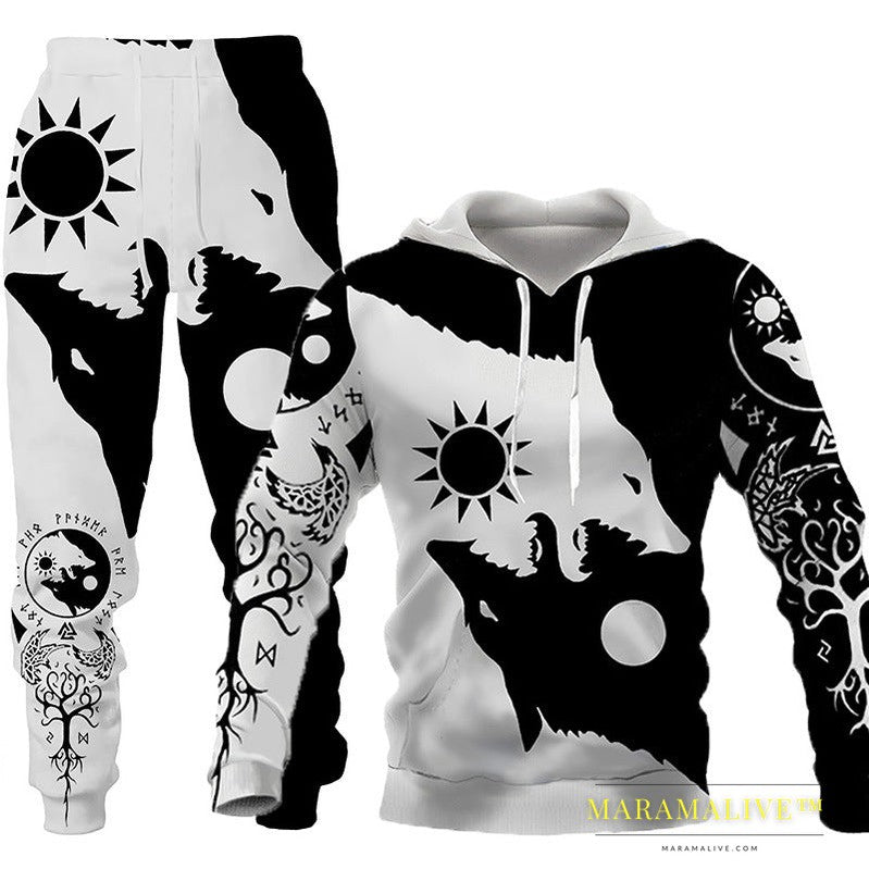 Hooded Tracksuit with Three-dimensional Art