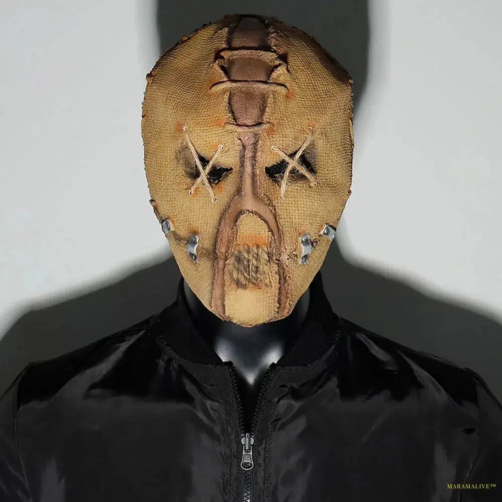 Horror Skull Scar Killer Mask Cosplay Scary Evil Demon Skeleton Scarecrow Latex Helmet Halloween Party Costume Props