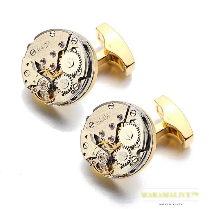 Hot Watch Movement Cufflinks Non-Functional Stainless Steel Steampunk Gear Watch Mechanism Cuff links for Mens Relojes gemelos