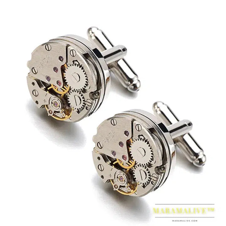 Hot Watch Movement Cufflinks Non-Functional Stainless Steel Steampunk Gear Watch Mechanism Cuff links for Mens Relojes gemelos