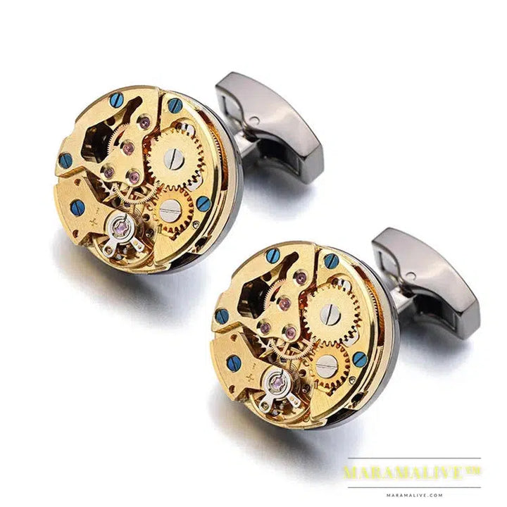 Hot Watch Movement Cufflinks Non-Functional Stainless Steel Steampunk Gear Watch Mechanism Cuff links for Mens Relojes gemelos