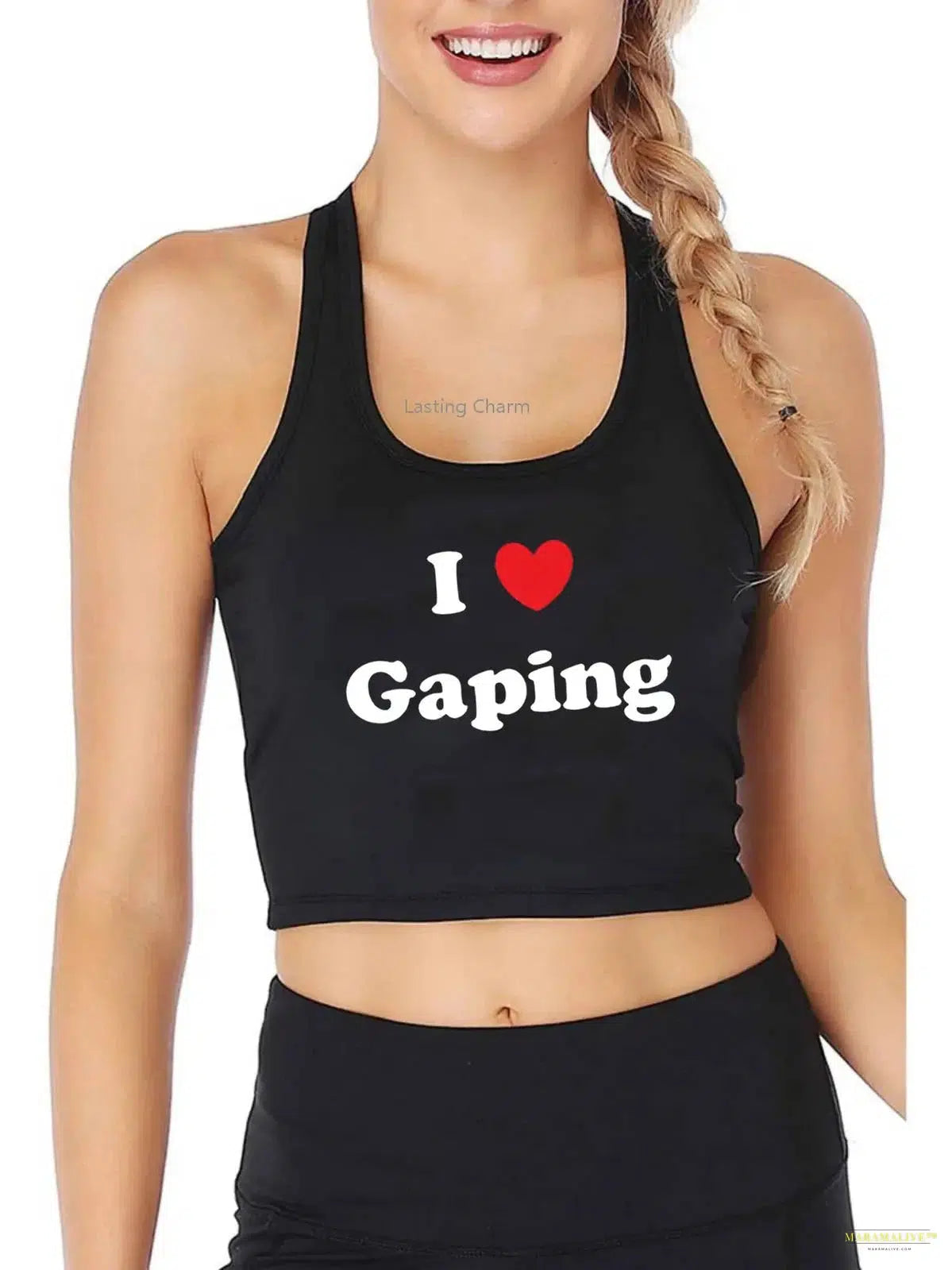 I Love Gaping Design Sexy Crop Top Adult Humor Fun Flirty Print Cotton Tank Tops Hotwife Personalized Naughty Sports Camisole