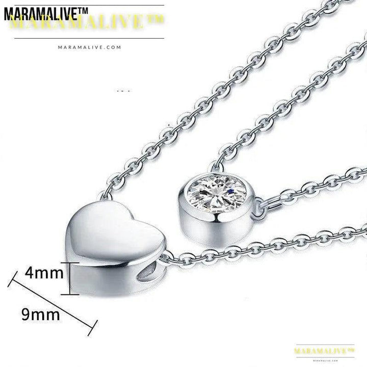 If You LOVE ME GET ME Women's Loving Heart Zircon Multi-layer Twin Necklace NOW