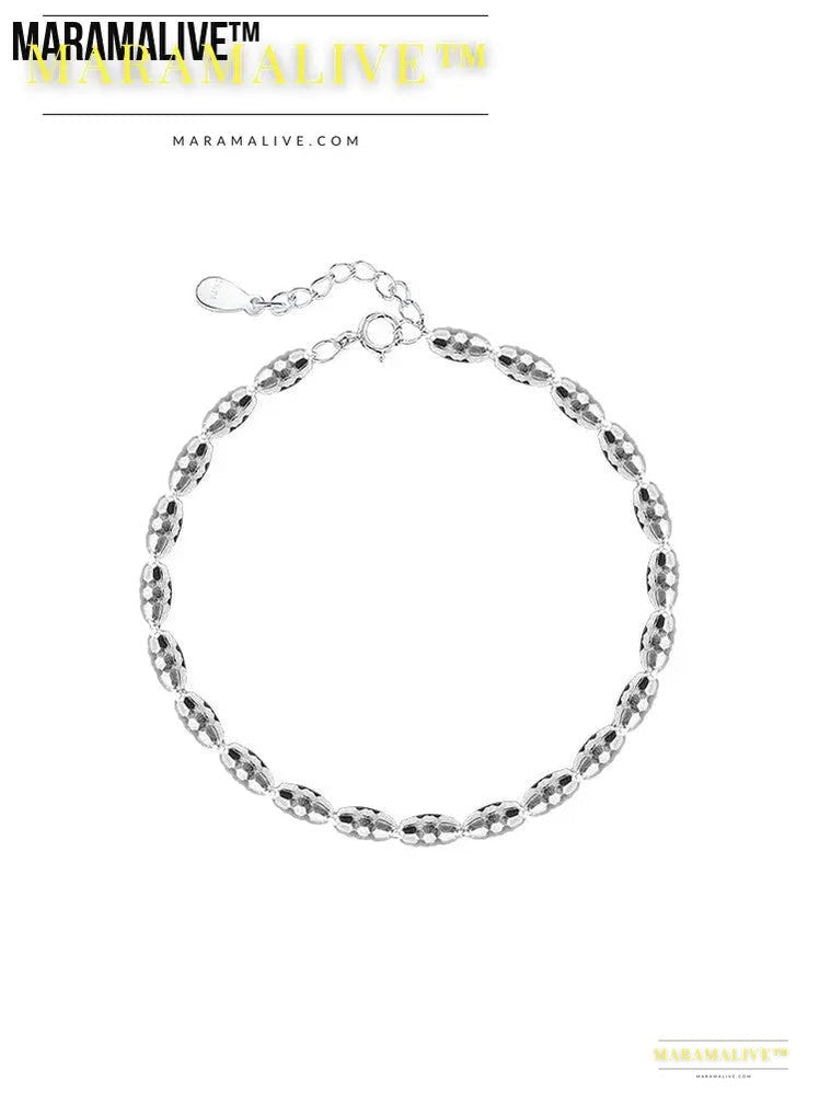 Introducing: "Geometric Cut Rice Ball Bracelet - Minimalist 925 Sterling Silver Jewelry"