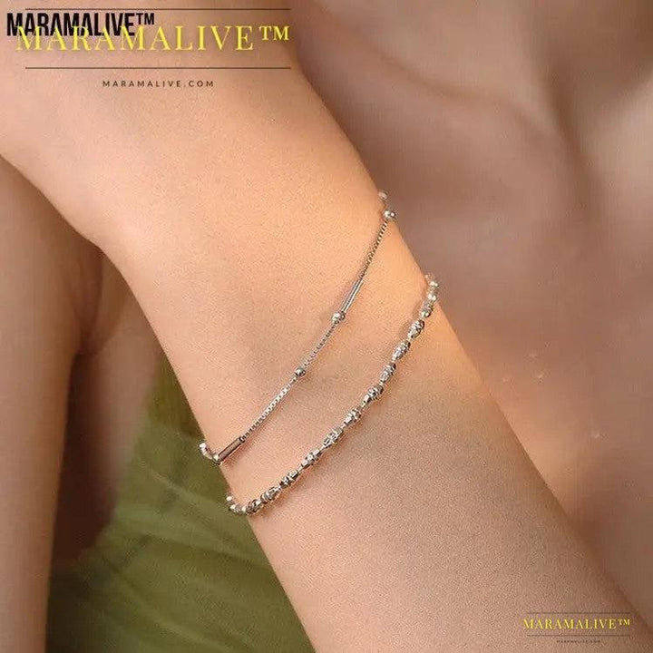 Introducing: "Geometric Cut Rice Ball Bracelet - Minimalist 925 Sterling Silver Jewelry"