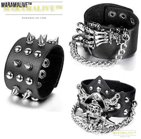 Introducing: "Spike Studded Leather Bracelet - Aroncent 3pcs"