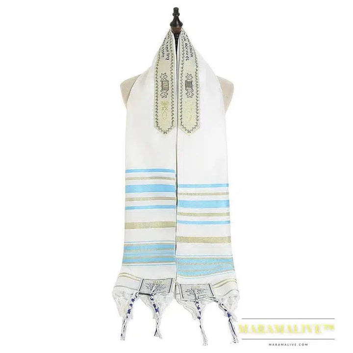 Jewish Tallit Prayer Shawl Talit with Talis Bag Christian Messianic Tassel Prayer Scarf Arabic Blue Purple Scarves for Women Men