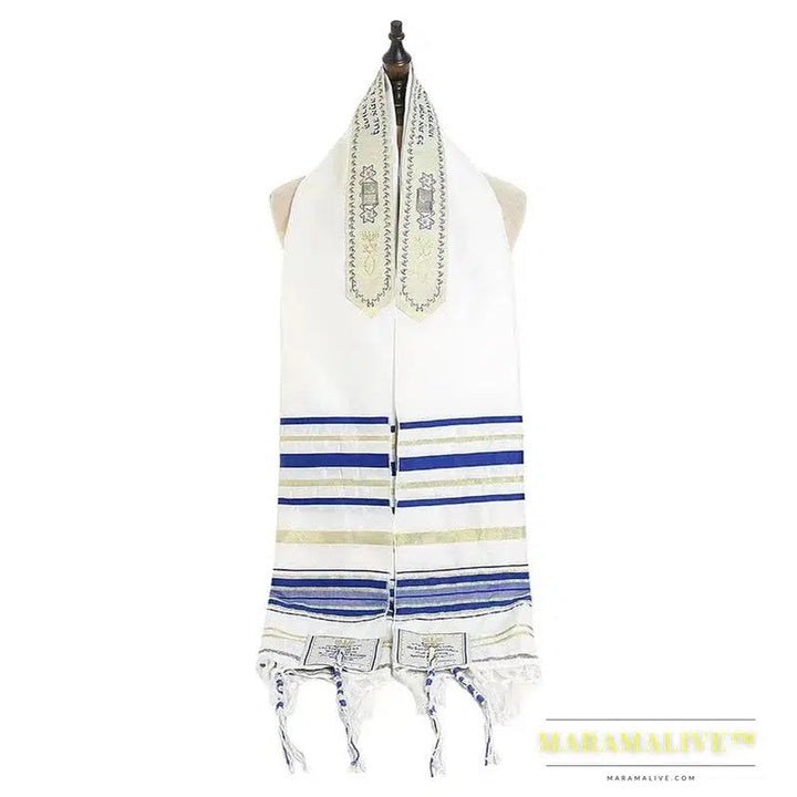 Jewish Tallit Prayer Shawl Talit with Talis Bag Christian Messianic Tassel Prayer Scarf Arabic Blue Purple Scarves for Women Men