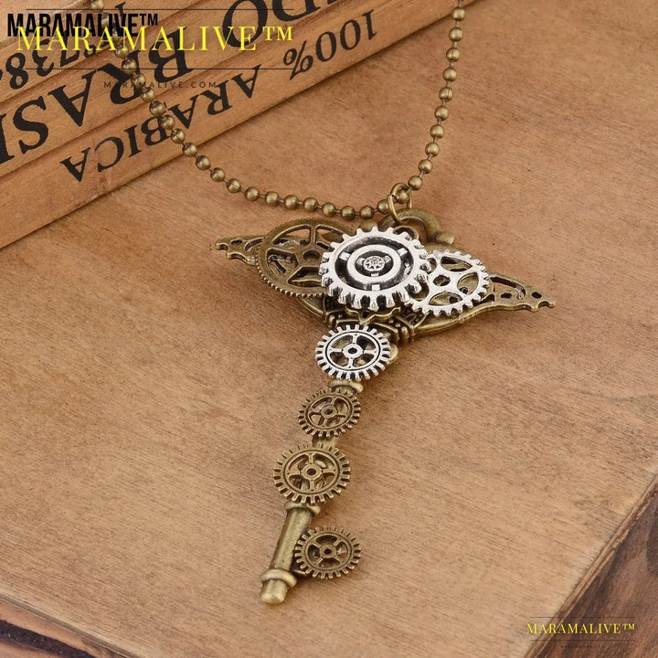 Key Style Steampunk Necklace Accessories Retro