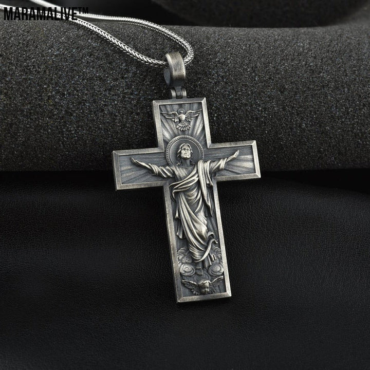 Kind Of Christianity Jesus Cross Europe And America Religious Catholic Style Men'S Retro Style Pendant Necklace Jewelry