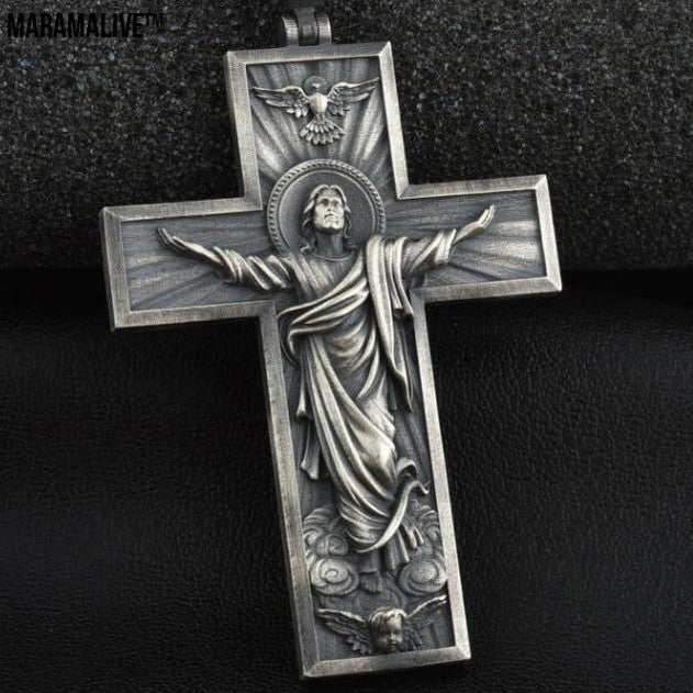 Kind Of Christianity Jesus Cross Europe And America Religious Catholic Style Men'S Retro Style Pendant Necklace Jewelry