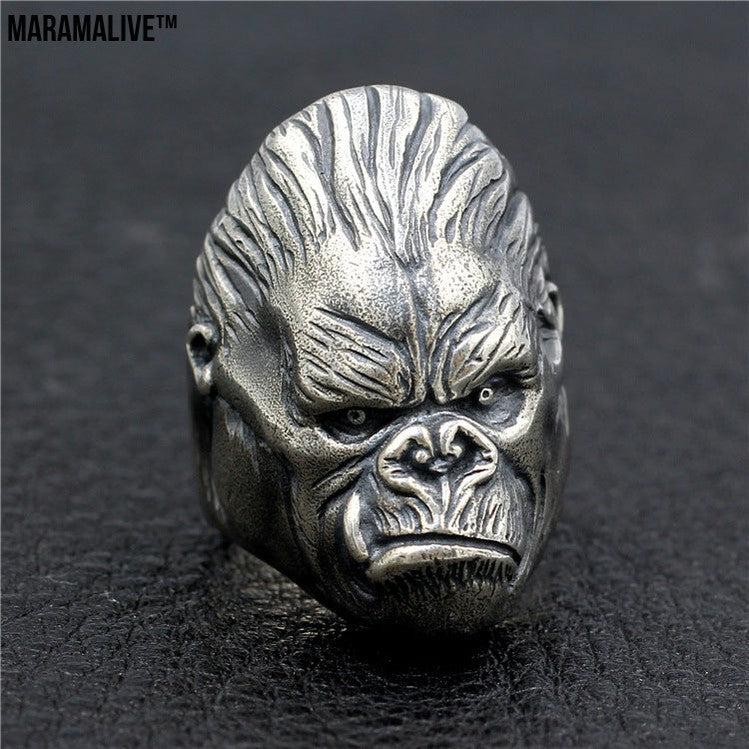 King Kong Ring 925 Sterling Silver Handmade Punk Retro Gorilla