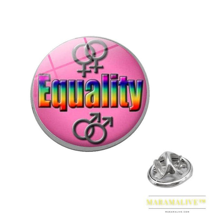 LGBT Pride Rainbow Glass Brooches Pins Round Badge Lapel Pin Jewelry