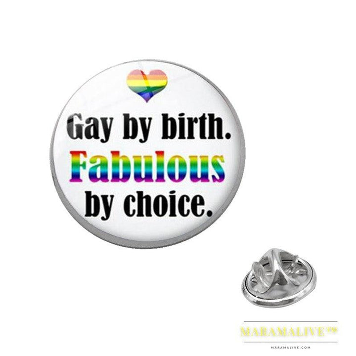 LGBT Pride Rainbow Glass Brooches Pins Round Badge Lapel Pin Jewelry