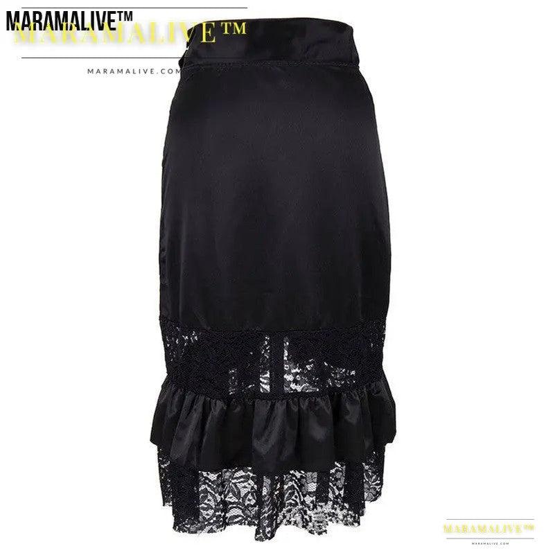 Lace Punk Rock Skirt - Gothic Black Unique Skirt