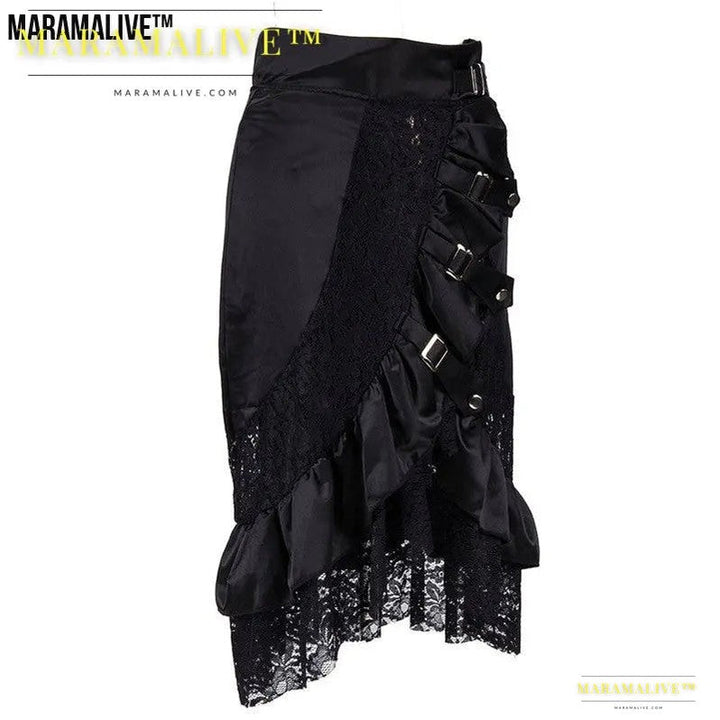 Lace Punk Rock Skirt - Gothic Black Unique Skirt