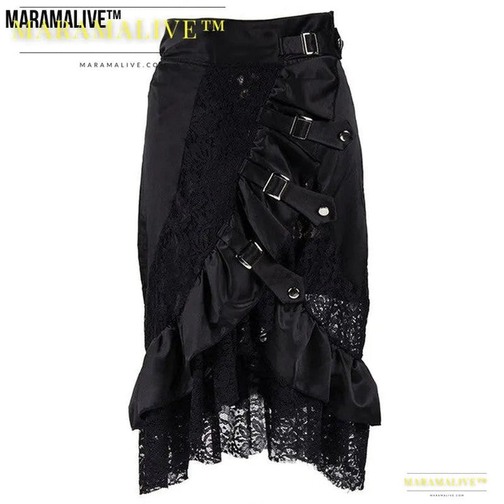 Lace Punk Rock Skirt - Gothic Black Unique Skirt